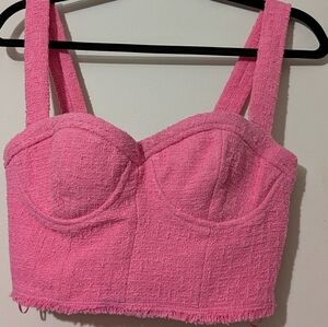NWOT Zara Pink Tweed Crop Top
